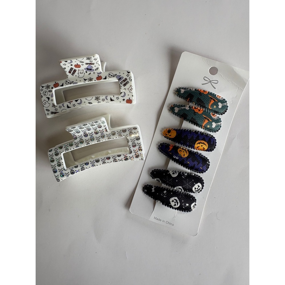 Girls Halloween Hair Accessory Bundle NEW Fall Pumpkin Ghost Claw Clip Snap Clip